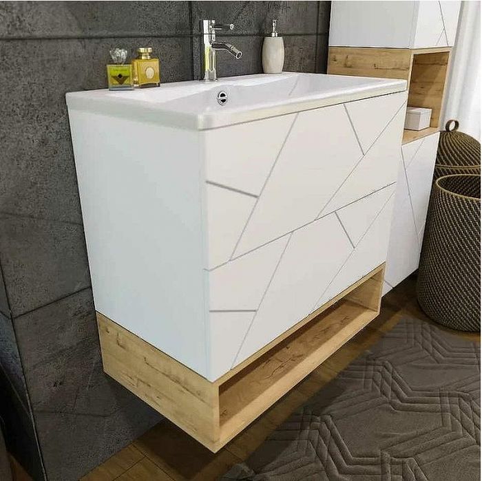 Тумба под раковину Бриклаер Кристалл 80 4627125415968 подвесная Белая