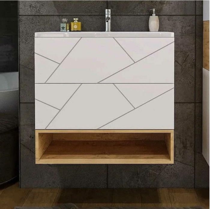 Тумба под раковину Бриклаер Кристалл 80 4627125415968 подвесная Белая