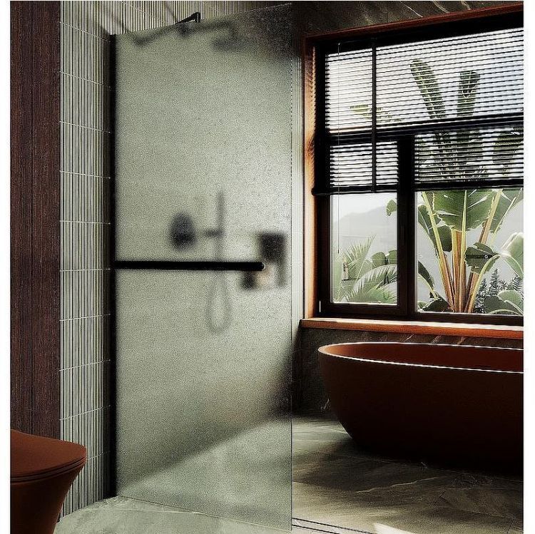 Душевая перегородка Maybah Glass MGD-737-6ш 890x1950 в широком профиле Черный стекло сатиновое