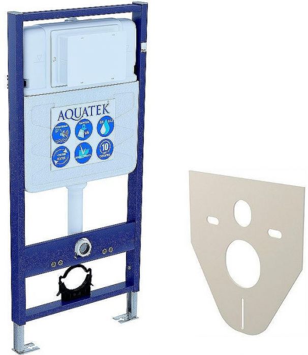 Комплект унитаза с инсталляцией Aquatek Set Aquatek Амадео cm-012 4в1 с сиденьем Микролифт и Черной матовой клавишей смыва