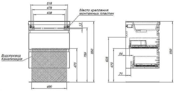 Тумба под раковину Aquanet Нота New 58 335417 подвесная Белый глянец