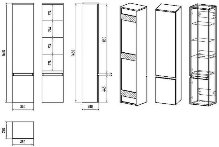 Шкаф пенал Brevita Victory 35 R VIC-05035-080R Зеленый матовый
