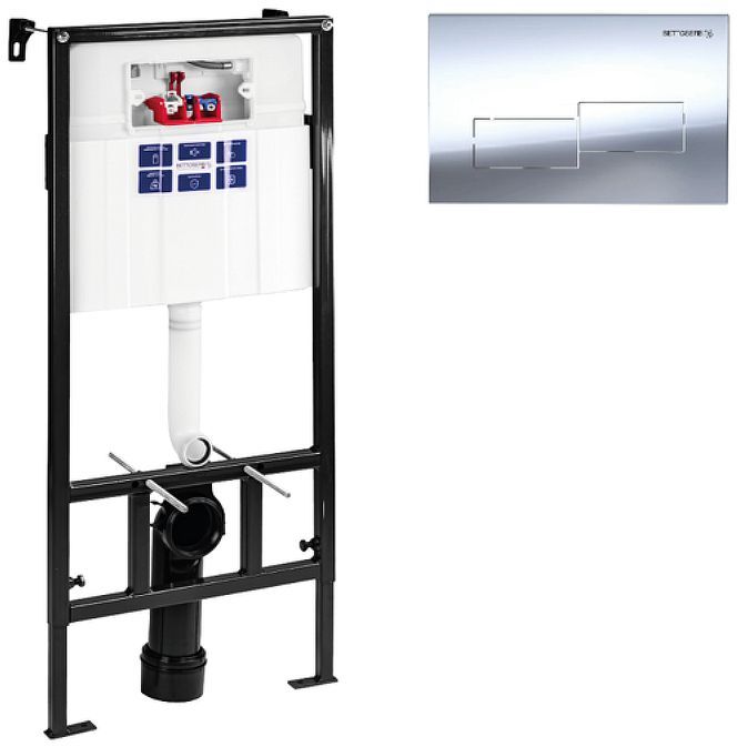 Инсталляция Bettoserb Sava Fix Slim SET40006482 для унитаза с клавишей смыва цвет Хром глянцевый