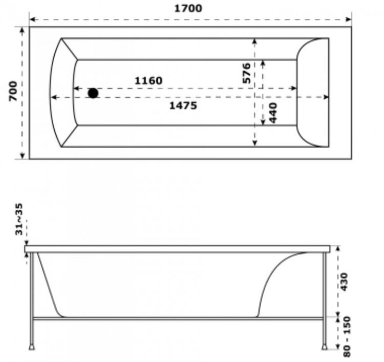 Акриловая ванна 170х70 Jacob Delafon Ove E6D302RU-00 Акриловая ванна 170х70 Jacob Delafon Ove E6D302RU-00
