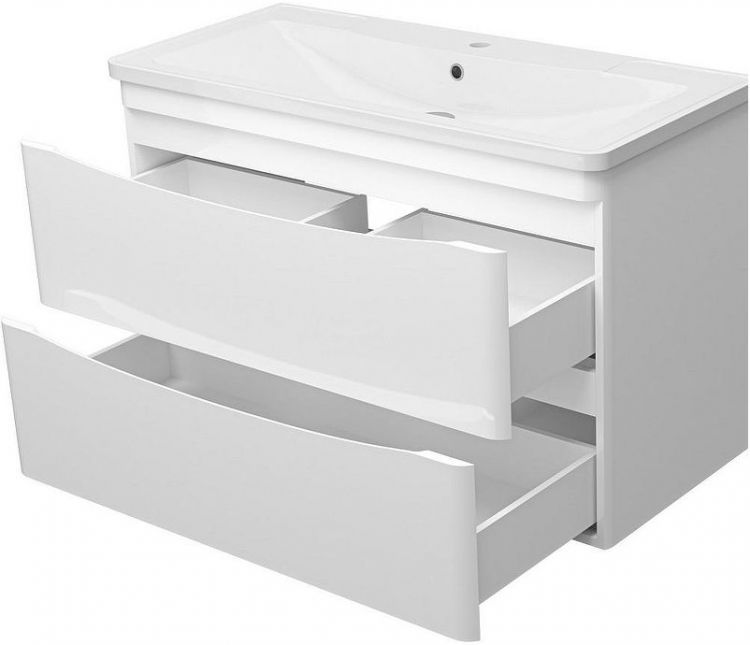 Тумба с раковиной Misty Атлантик 100 УТ000011693 подвесная Белая Тумба с раковиной Misty Атлантик 100 УТ000011693 подвесная Белая