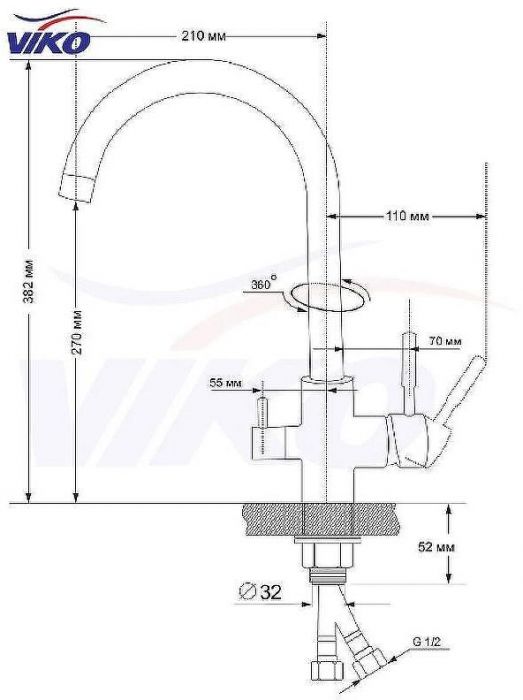 Смеситель для кухни Viko V-5134 Бронза