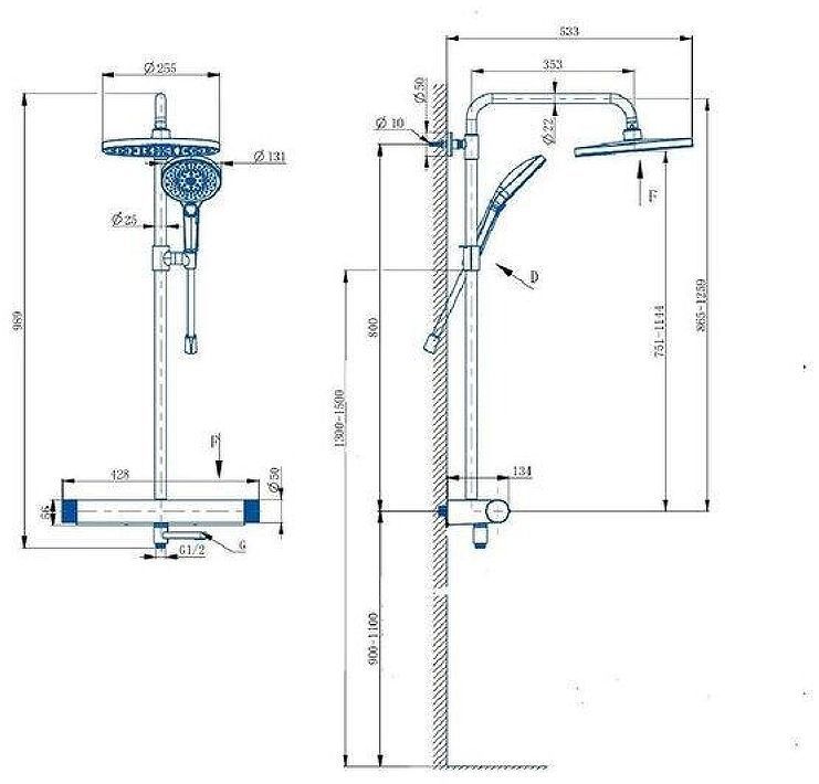 Душевая система Arrow F5H9119MB с термостатом цвет Черный матовый