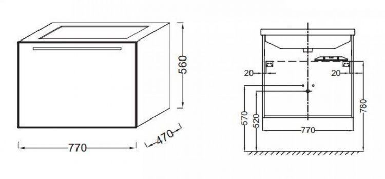 Тумба под раковину 75 см Jacob Delafon Struktura EB1285-N14 серый