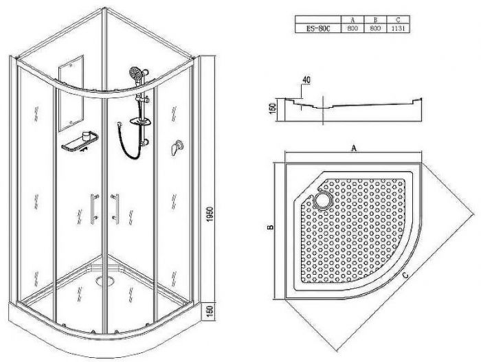 Душевая кабина Esbano ES-80C 80x80 ESKB80C без гидромассажа
