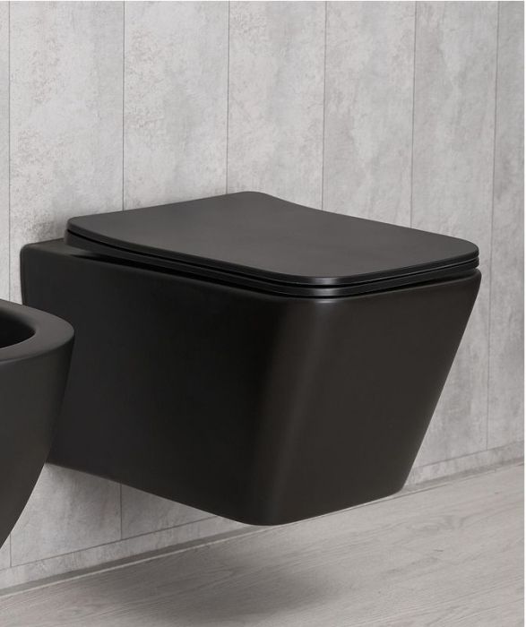 Унитаз Gid Cuadrado Tr2144Bm 62225Y подвесной цвет Черный матовый с сиденьем Микролифт