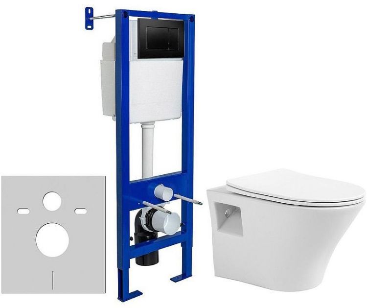 Комплект унитаза Avimano Promotion 1000080 с инсталляцией Berges Atom 410 040332 с сиденьем Микролифт и Черной матовой клавишей смыва Комплект унитаза Avimano Promotion 1000080 с инсталляцией Berges Atom 410 040332 с сиденьем Микролифт и Черной матовой клавишей смыва