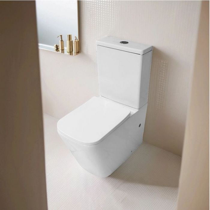 Унитаз компакт Azario Indor AZ-T004B-R цвет Белый с бачком и сиденьем Микролифт