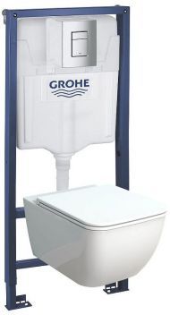 Комплект унитаза с инсталляцией Grohe Rapid SL 39201002 цвет Белый с сиденьем Микролифт и клавишей смыва цвет Хром