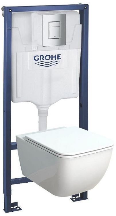 Комплект унитаза с инсталляцией Grohe Rapid SL 39201002 цвет Белый с сиденьем Микролифт и клавишей смыва цвет Хром