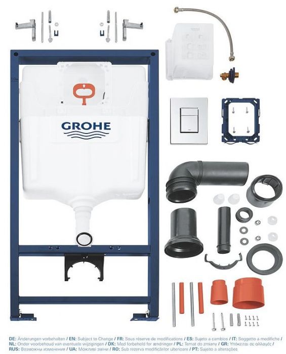 Комплект унитаза с инсталляцией Grohe Rapid SL 39201002 цвет Белый с сиденьем Микролифт и клавишей смыва цвет Хром
