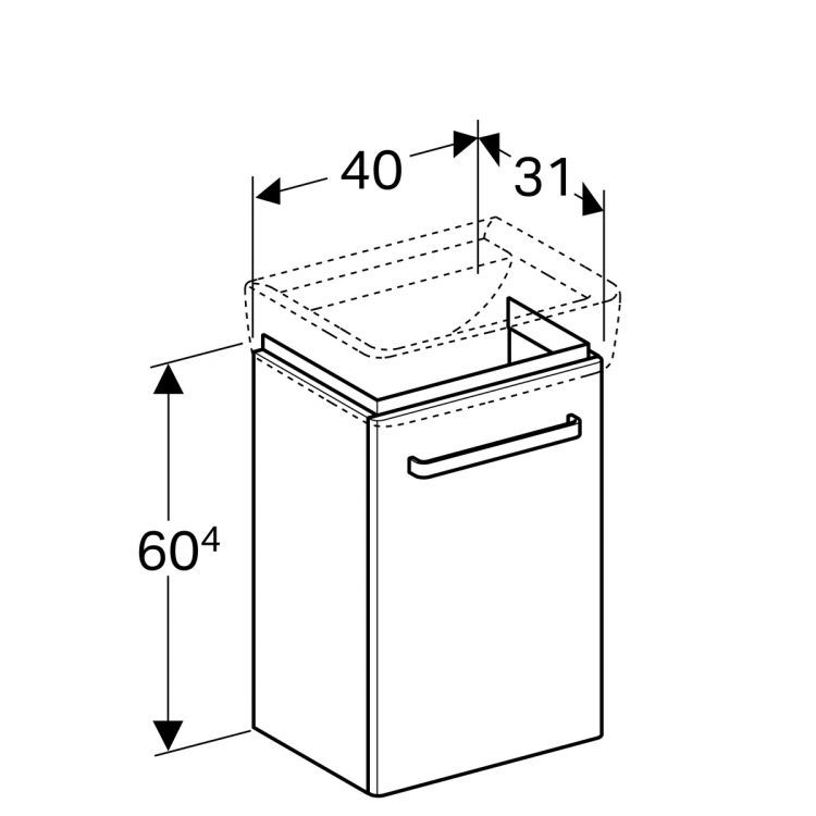 Тумба под раковину Geberit Renova Nr.1 Comprimo, 40x31, белый матовый [862045000]