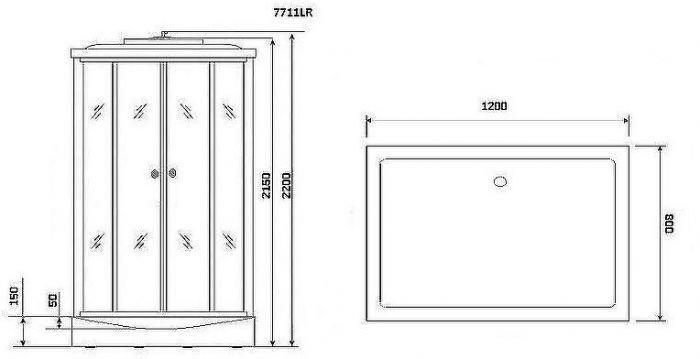 Душевая кабина Niagara Luxe 120x90 NG-7711GL с гидромассажем