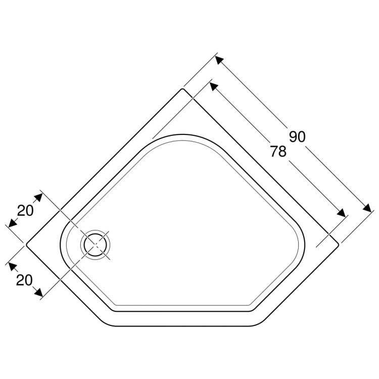 Душевой поддон Geberit Renova пентагональный (пятиугольный), 90х90 см [652220000]
