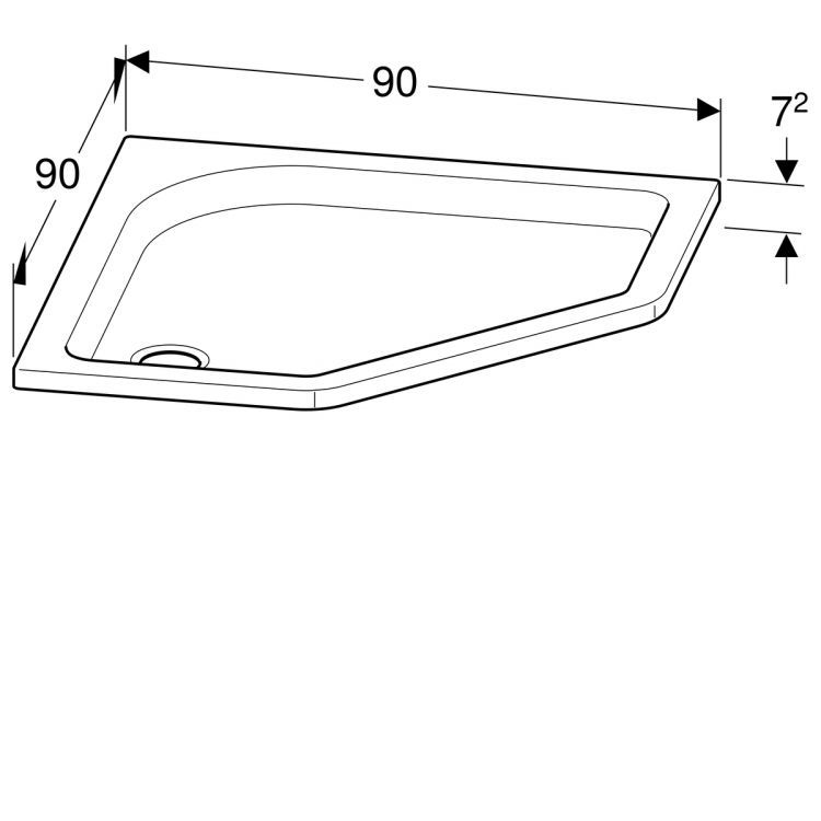 Душевой поддон Geberit Renova пентагональный (пятиугольный), 90х90 см [652220000]