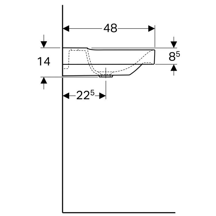 Раковина Geberit Xeno? с отверстием, без перелива 90х48 [500.531.01.1]
