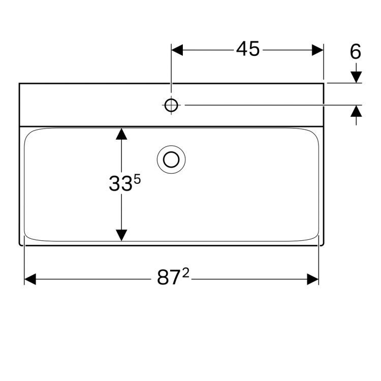 Раковина Geberit Xeno? с отверстием, без перелива 90х48 [500.531.01.1]