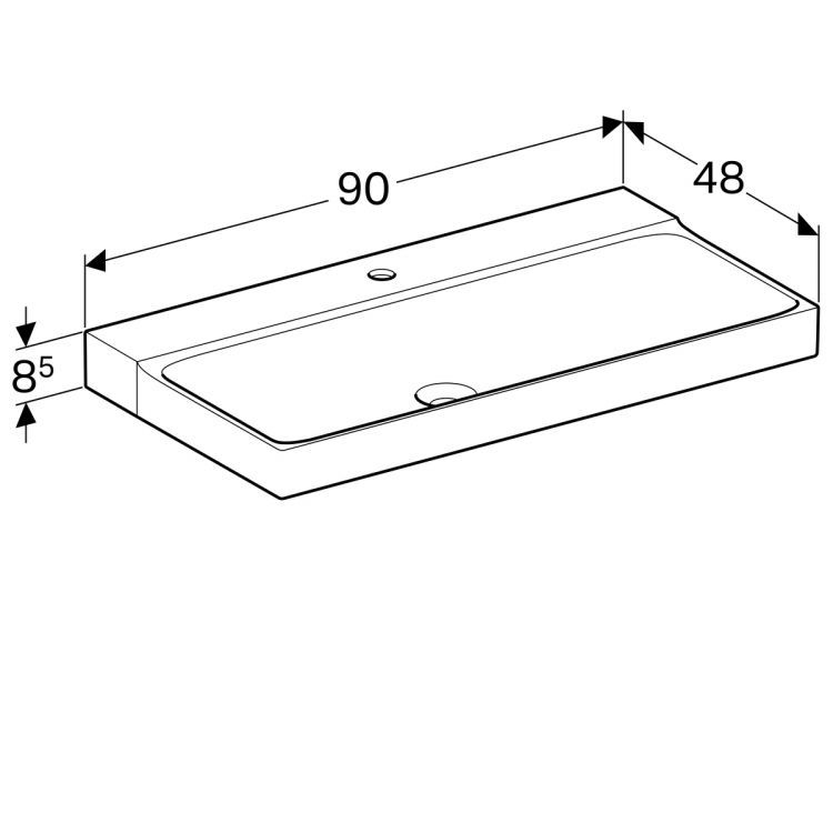 Раковина Geberit Xeno? с отверстием, без перелива 90х48 [500.531.01.1]