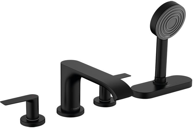 Hansgrohe Vivenis Смеситель на борт ванны, на 4 отв, с ручной лейкой, цвет: черный матовый