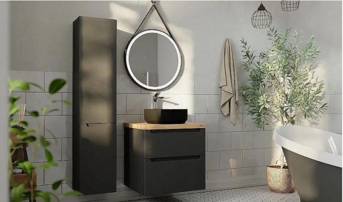 Тумба под раковину Jorno Wood 60 wood.01.60/P/GR подвесная Серая