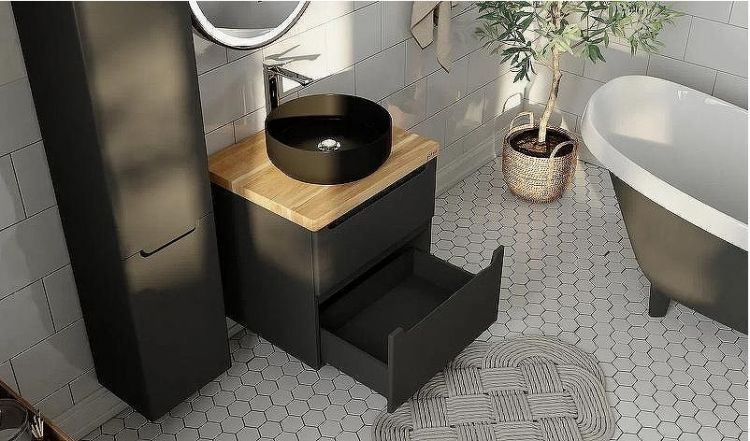 Тумба под раковину Jorno Wood 60 wood.01.60/P/GR подвесная Серая