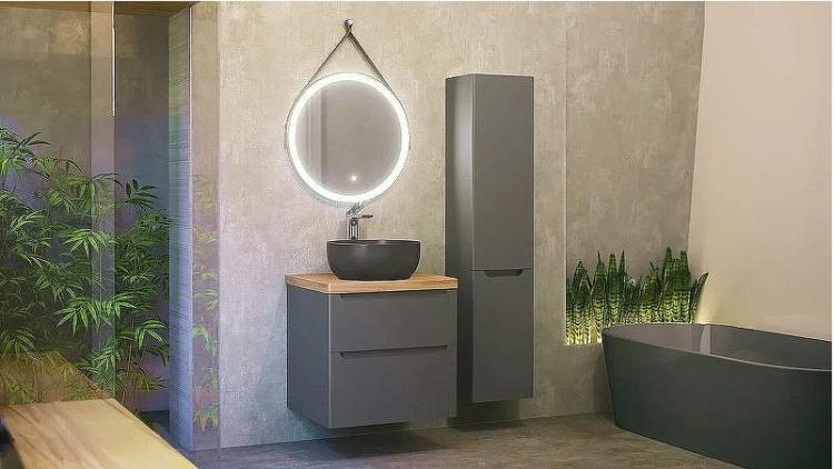 Тумба под раковину Jorno Wood 60 wood.01.60/P/GR подвесная Серая