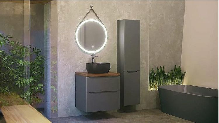 Тумба под раковину Jorno Wood 60 wood.01.60/P/GR подвесная Серая