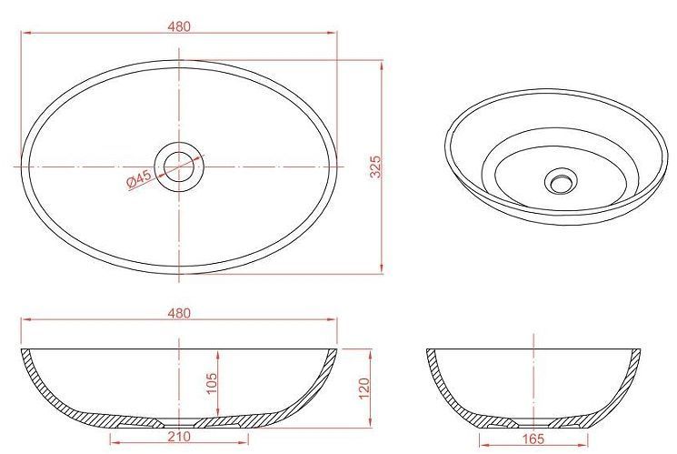 Раковина-чаша Montebianco Conca 48 12093 цвет Белый матовый