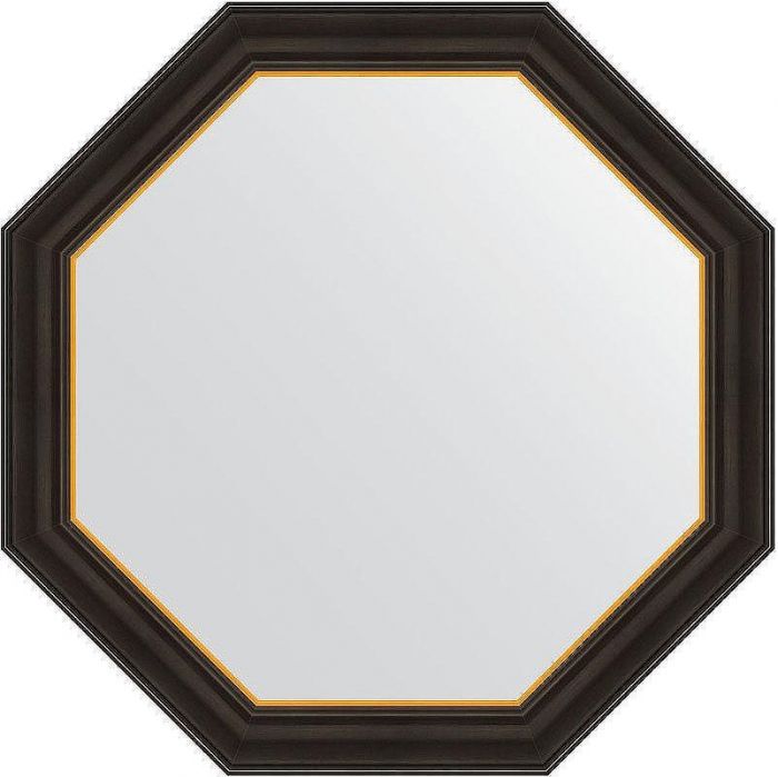 Зеркало Evoform Octagon 74х74 BY 3876 в багетной раме - Черное дерево с золотом 71