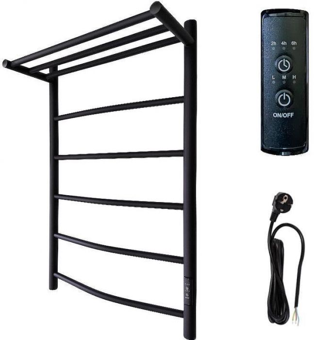 Электрический полотенцесушитель Маргроид Вид 4 800x500 04-8050-1051-9005R правый с полкой Черный матовый