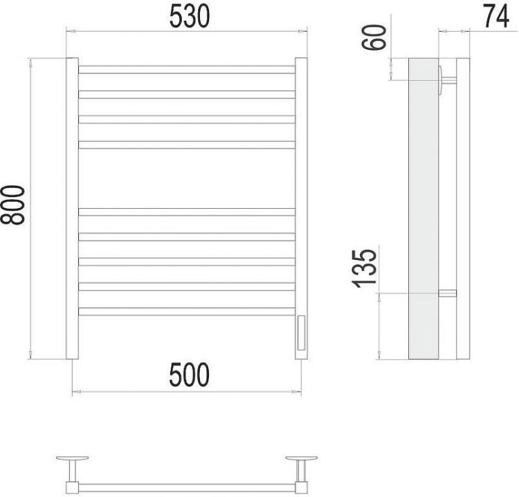 Электрический полотенцесушитель Terminus Ватикан П8 500х800 КС 4670078542977 цвет Черный муар