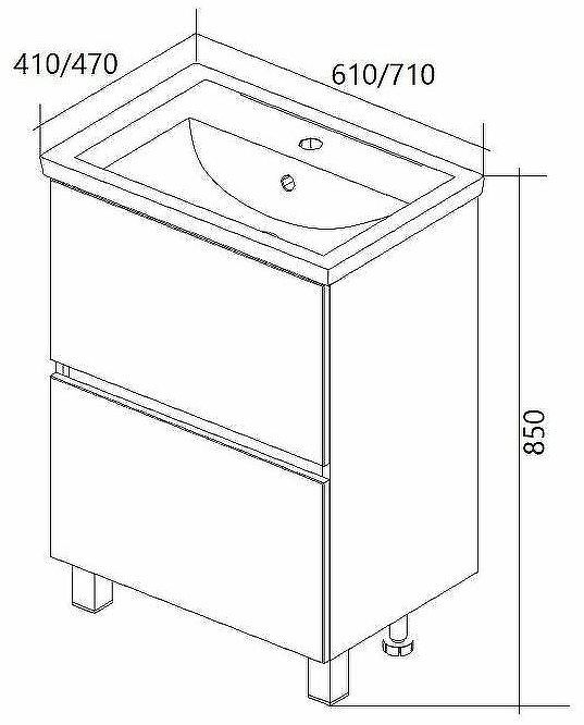 Тумба под раковину 1MarKa Aris 70 У76061 Дуб сонома