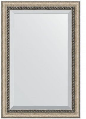 Зеркало Evoform Exclusive 93х63 BY 1172 с фацетом в багетной раме - Состаренное серебро с плетением 70