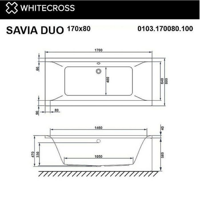 Акриловая ванна Whitecross Savia Duo 170x80 0103.170080.100.RELAX.WH с гидромассажем