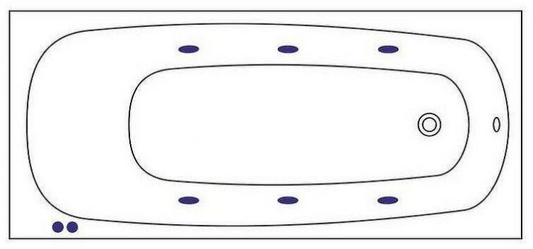 Акриловая ванна Whitecross Layla 170x75 0102.170075.100.SOFT.WH с гидромассажем