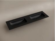 Раковина накладная мебельная CERAMICANOVA Grace прямоугольная, с двумя чашами без отверстий под смеситель, цвет черный матовый, CN7023MBwx
