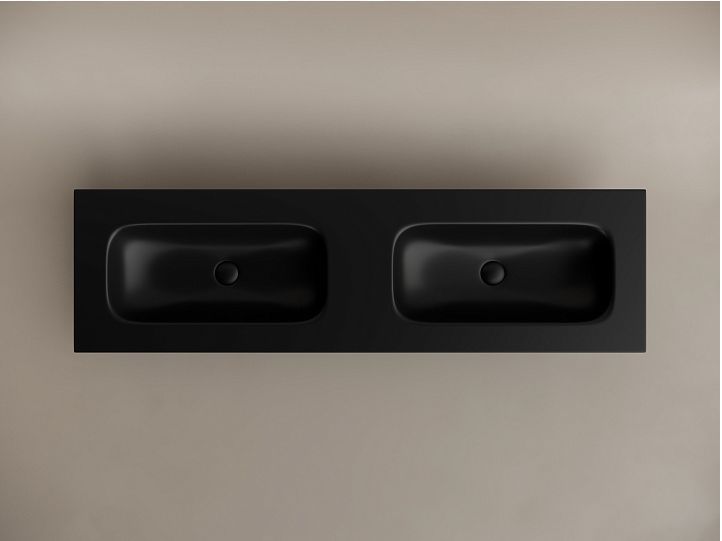 Раковина накладная мебельная CERAMICANOVA Grace прямоугольная, с двумя чашами без отверстий под смеситель, цвет черный матовый, CN7023MBwx Раковина накладная мебельная CERAMICANOVA Grace прямоугольная, с двумя чашами без отверстий под смеситель, цвет черный матовый, CN7023MBwx