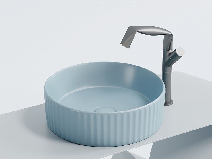 Умывальник CERAMICANOVA Element чаша накладная круглая (цвет Голубой Матовый) CN6057ML Умывальник CERAMICANOVA Element чаша накладная круглая (цвет Голубой Матовый) CN6057ML