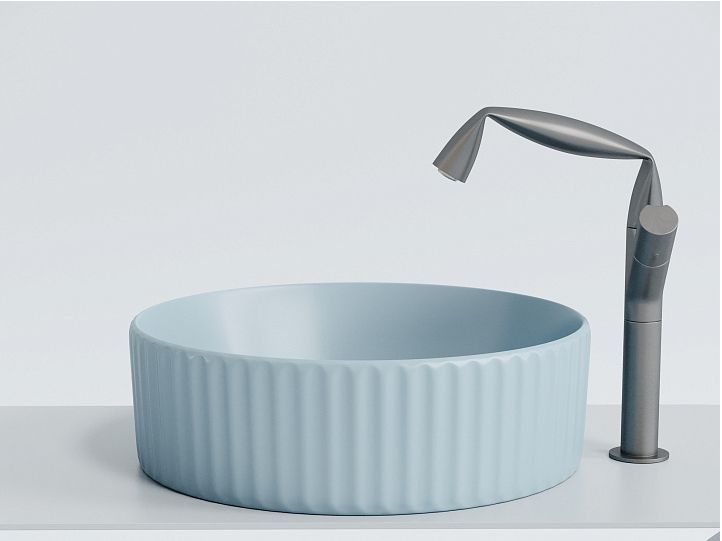 Умывальник CERAMICANOVA Element чаша накладная круглая (цвет Голубой Матовый) CN6057ML Умывальник CERAMICANOVA Element чаша накладная круглая (цвет Голубой Матовый) CN6057ML