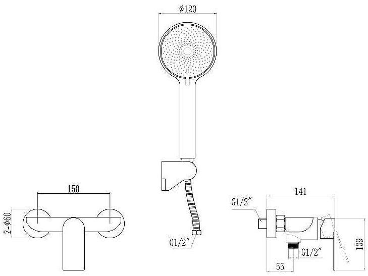 Смеситель для душа Fmark FS8802H цвет Черный