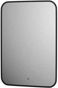 Зеркало Defesto Aura 50х70 DF 2974R с подсветкой 21W-3000K/ИК - выключатель/Теплый белый свет/Черная рама