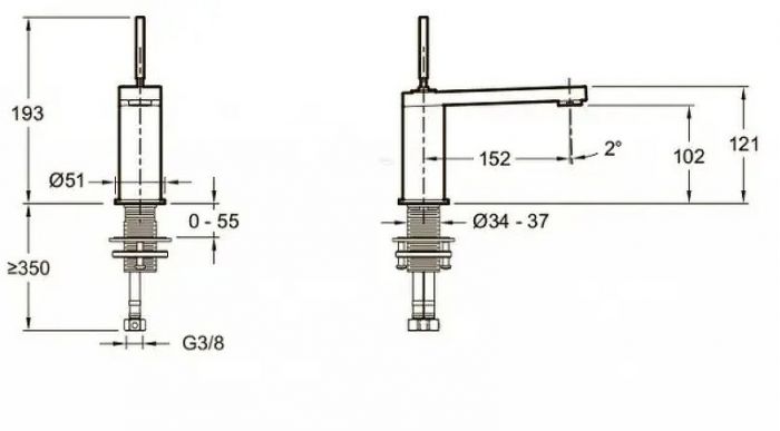 Смеситель для раковины Jacob Delafon Composed E73158-ND-CP цвет Хром