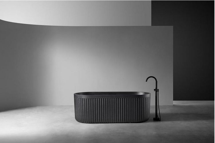 Ванна из искусственного камня Abber Stuttgart 170x75 AM9925B Черная матовая без гидромассажа