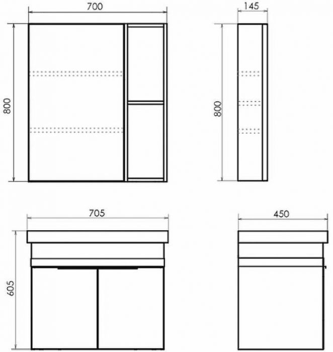 Зеркальный шкаф Comforty Соло 70 00-00011589 Дуб темно-коричневый