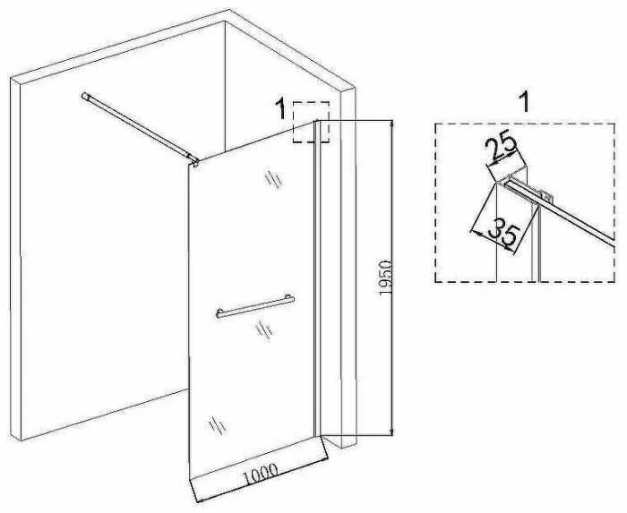 Душевая перегородка Niagara Nova 100 NG-681-10BLACK профиль Черный стекло прозрачное