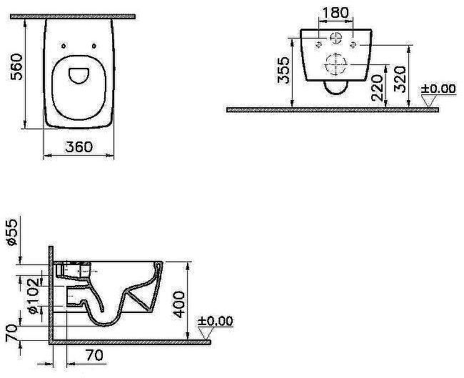 Комплект унитаза с инсталляцией Vitra Metropole 9820B003-7201 с сиденьем Микролифт и клавишей смыва Хром матовый